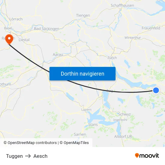 Tuggen to Aesch map