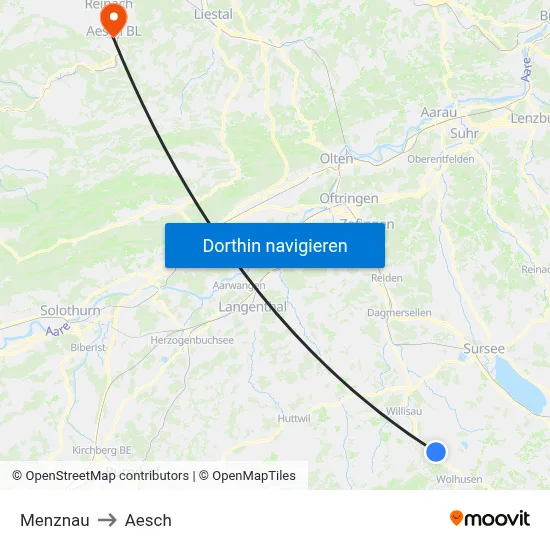 Menznau to Aesch map
