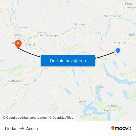 Lindau to Aesch map