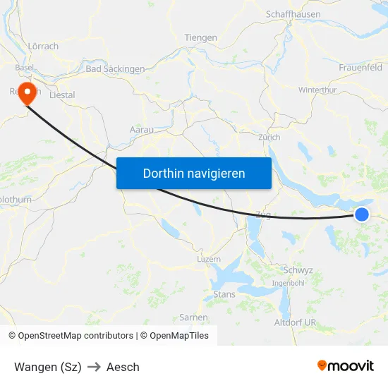 Wangen (Sz) to Aesch map