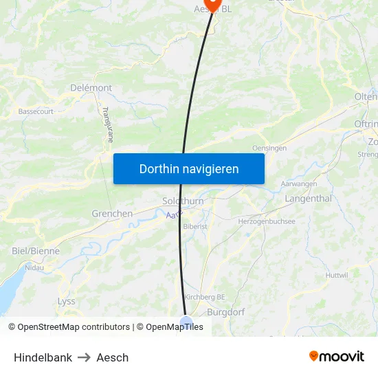 Hindelbank to Aesch map