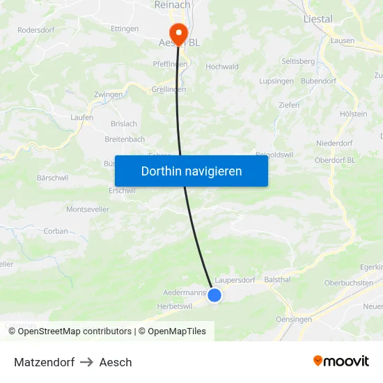 Matzendorf to Aesch map
