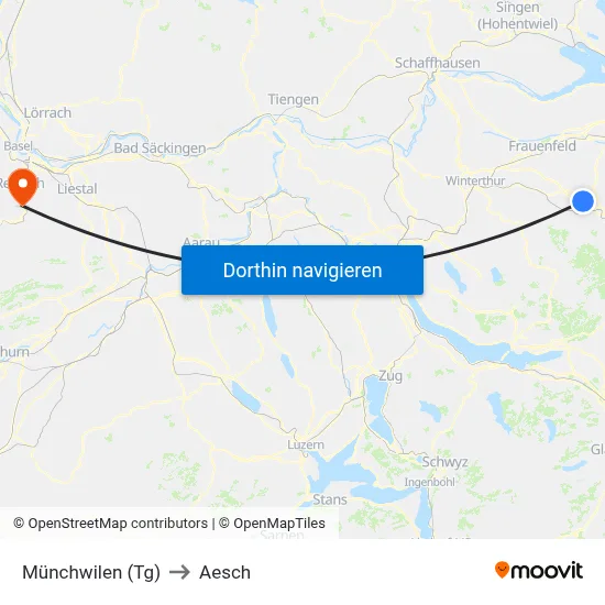 Münchwilen (Tg) to Aesch map
