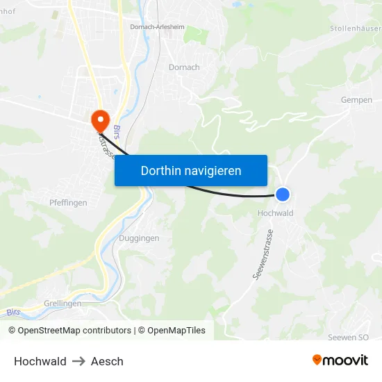 Hochwald to Aesch map
