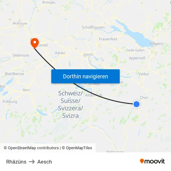 Rhäzüns to Aesch map