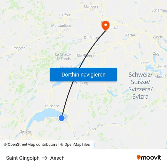 Saint-Gingolph to Aesch map