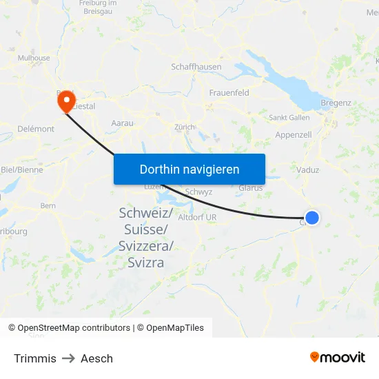 Trimmis to Aesch map