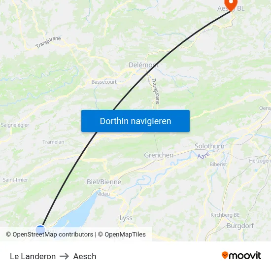 Le Landeron to Aesch map