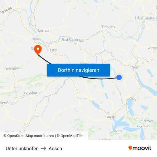 Unterlunkhofen to Aesch map