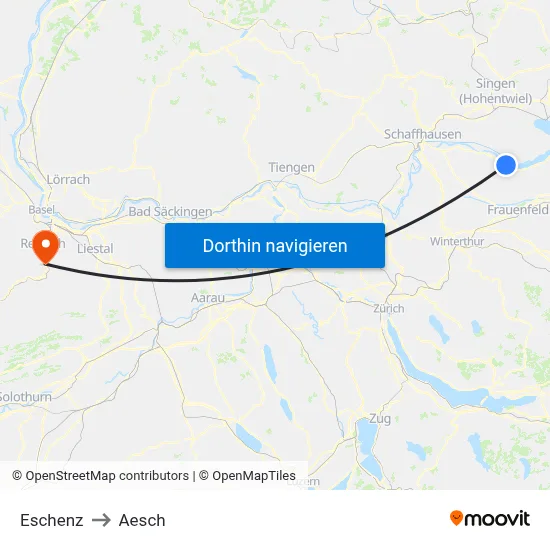 Eschenz to Aesch map