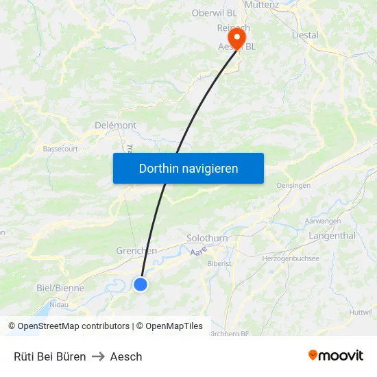 Rüti Bei Büren to Aesch map