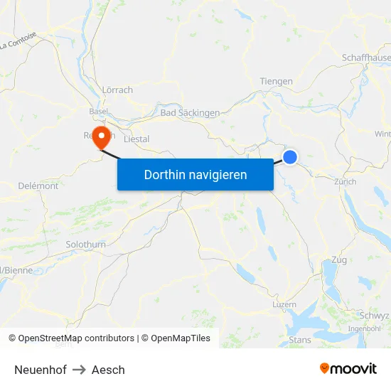 Neuenhof to Aesch map