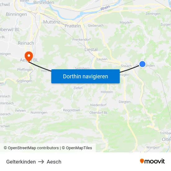 Gelterkinden to Aesch map