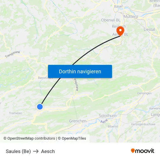 Saules (Be) to Aesch map