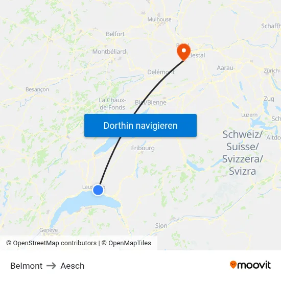 Belmont to Aesch map