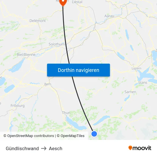 Gündlischwand to Aesch map