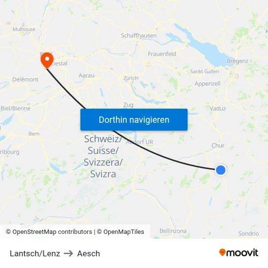 Lantsch/Lenz to Aesch map