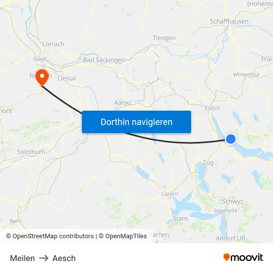 Meilen to Aesch map