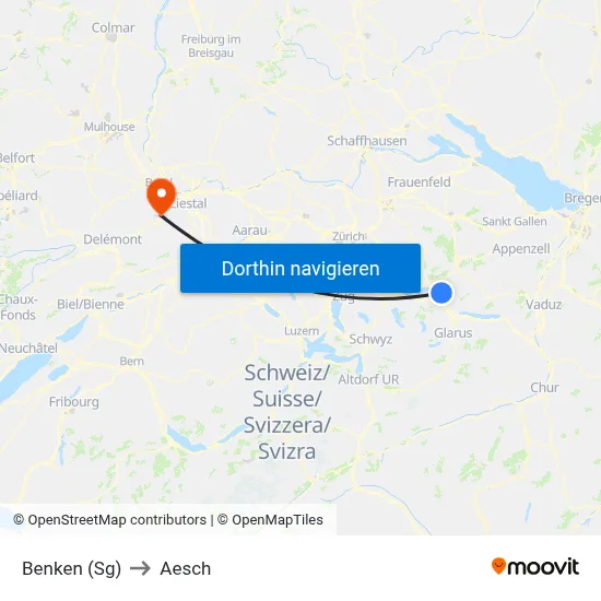Benken (Sg) to Aesch map