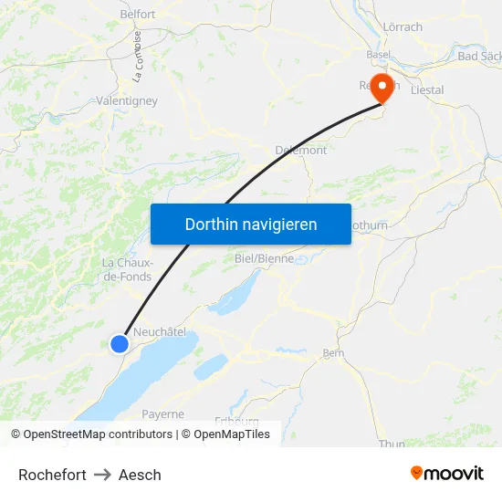 Rochefort to Aesch map