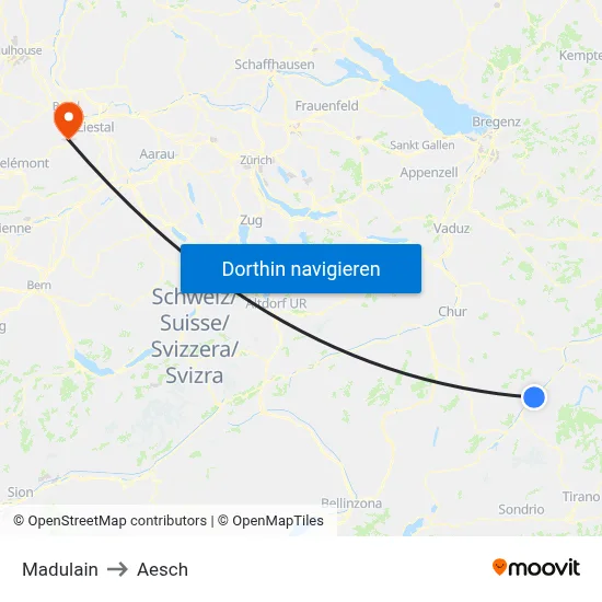 Madulain to Aesch map