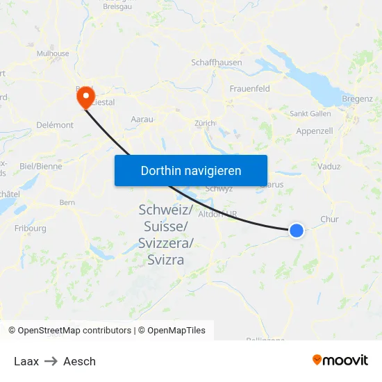 Laax to Aesch map