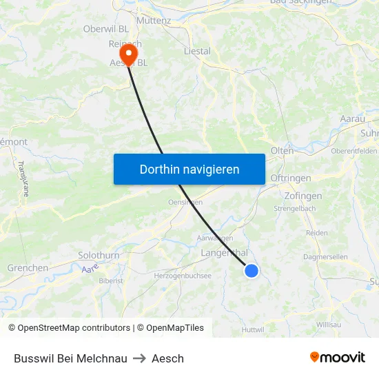 Busswil Bei Melchnau to Aesch map