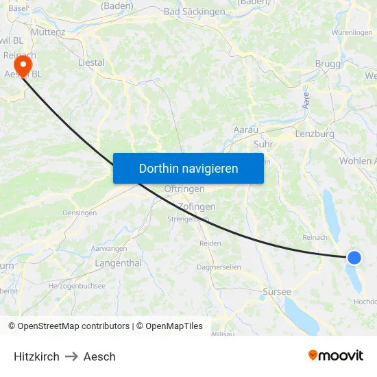 Hitzkirch to Aesch map