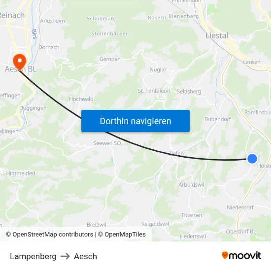 Lampenberg to Aesch map