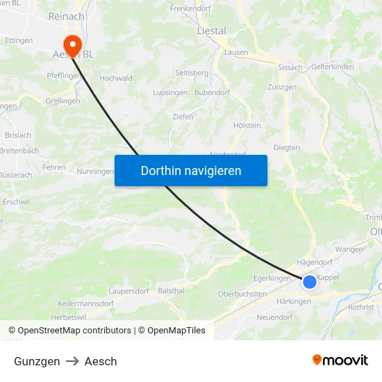 Gunzgen to Aesch map