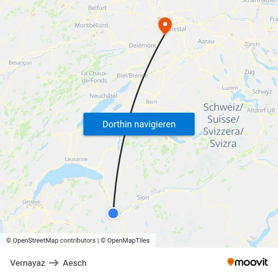 Vernayaz to Aesch map