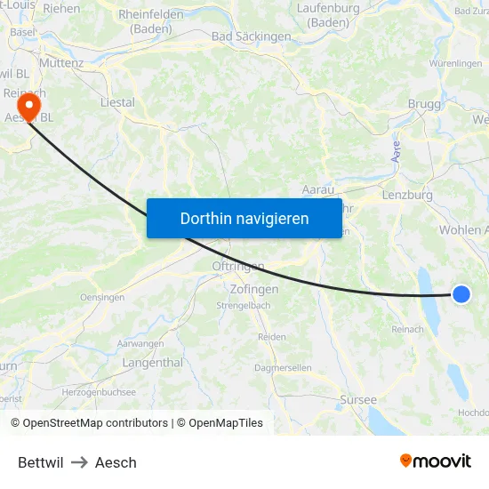 Bettwil to Aesch map