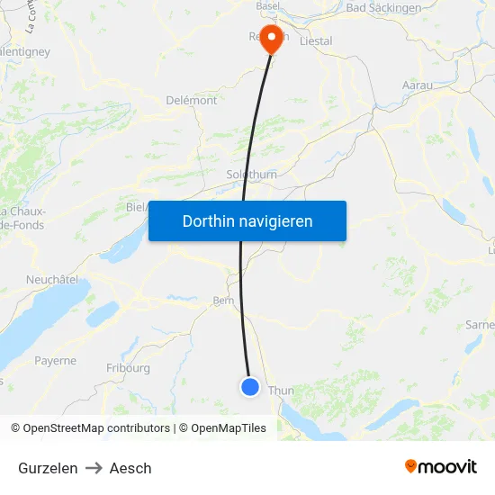 Gurzelen to Aesch map