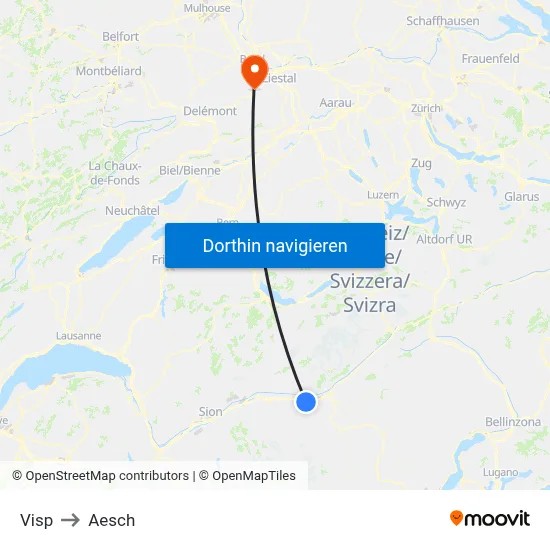 Visp to Aesch map