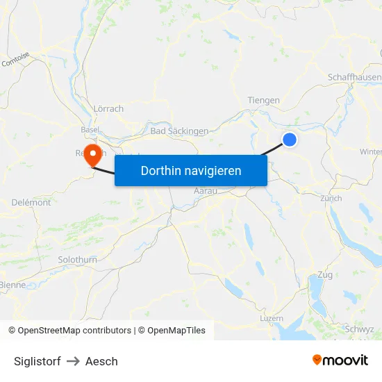 Siglistorf to Aesch map