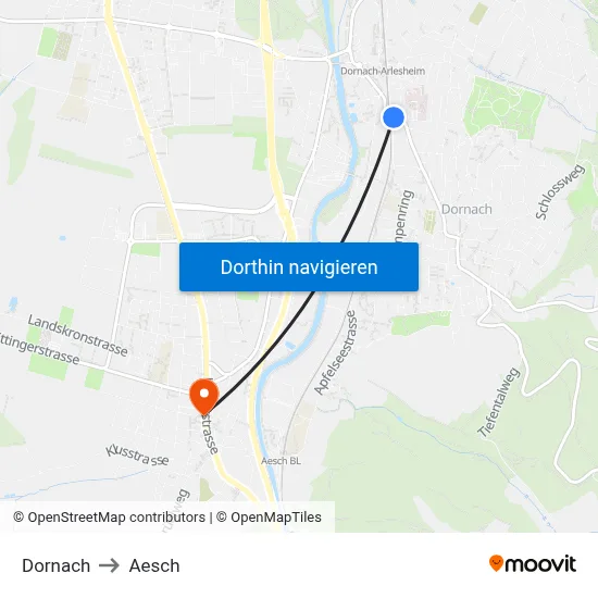 Dornach to Aesch map