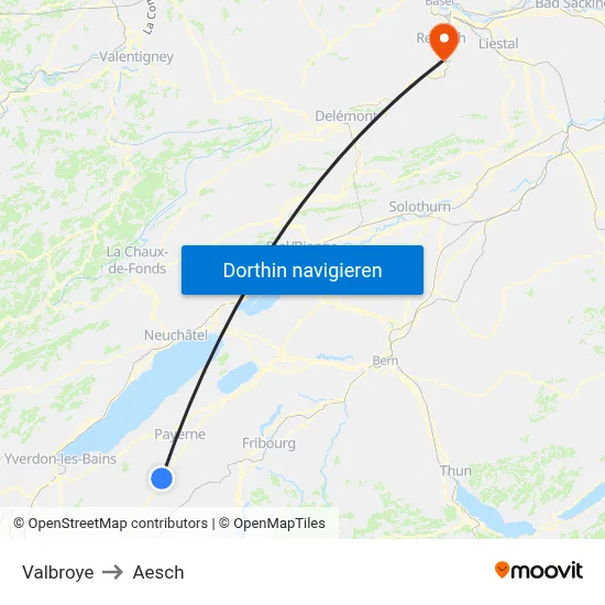 Valbroye to Aesch map