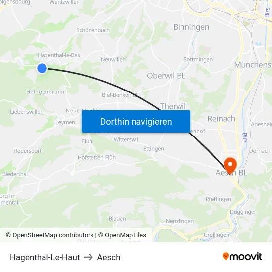 Hagenthal-Le-Haut to Aesch map