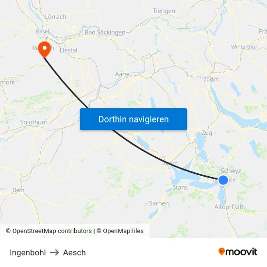 Ingenbohl to Aesch map