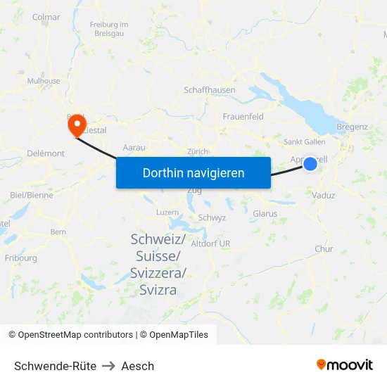 Schwende-Rüte to Aesch map