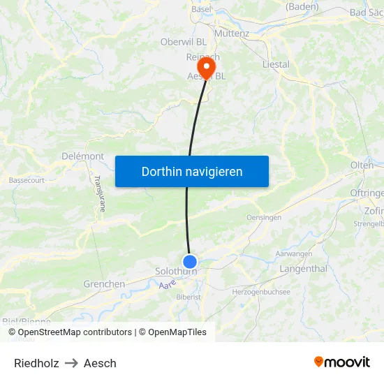 Riedholz to Aesch map