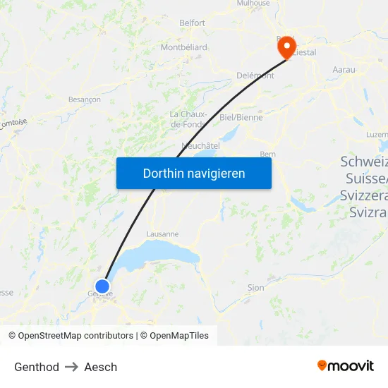 Genthod to Aesch map