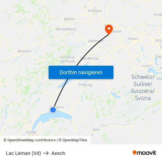 Lac Léman (Vd) to Aesch map