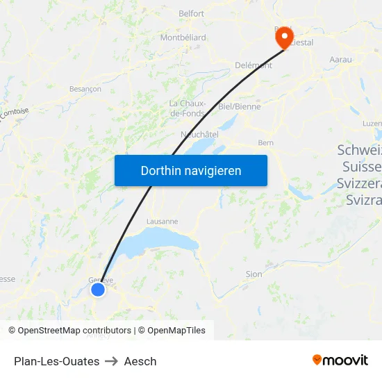 Plan-Les-Ouates to Aesch map