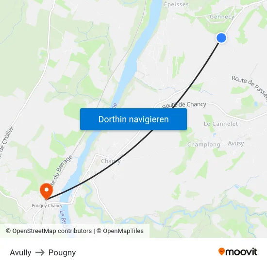 Avully to Pougny map