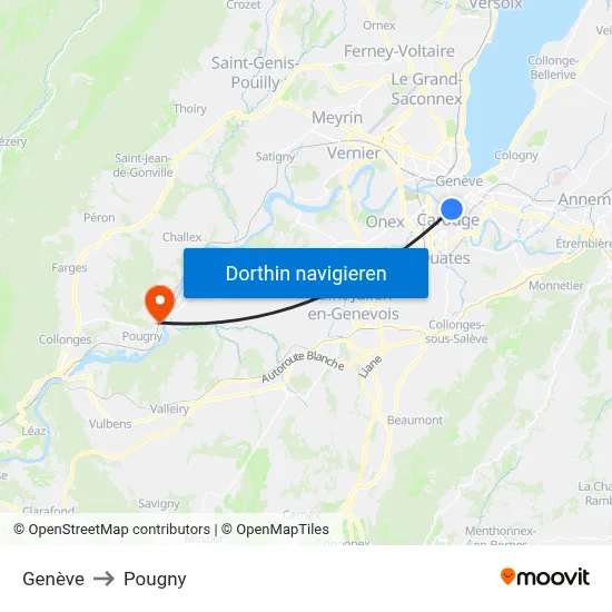 Genève to Pougny map