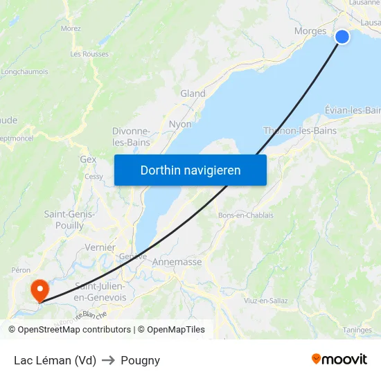 Lac Léman (Vd) to Pougny map