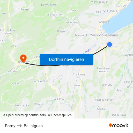 Pomy to Ballaigues map