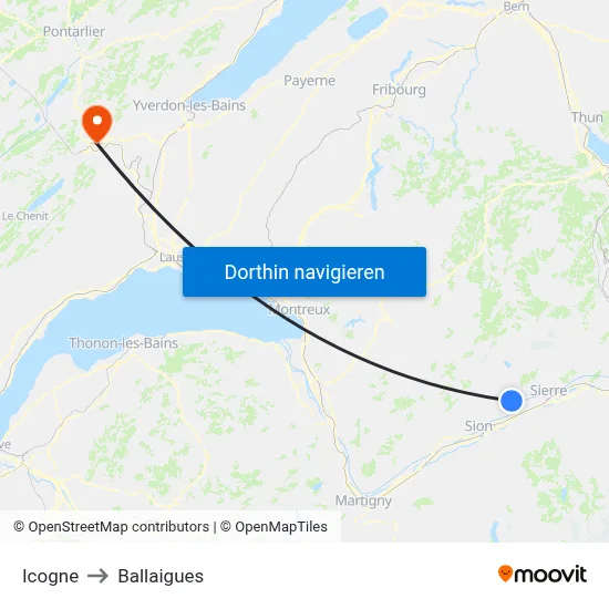 Icogne to Ballaigues map
