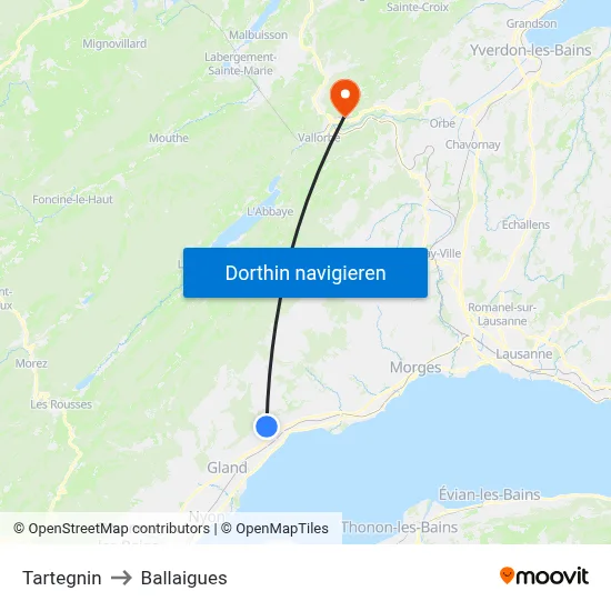 Tartegnin to Ballaigues map